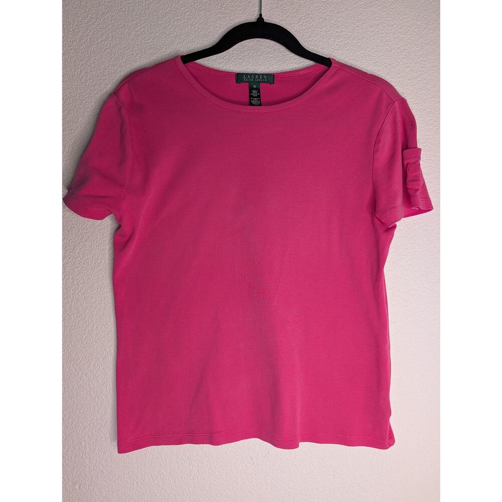 Ralph Lauren Pink Crewneck Basic Cotton Tee M Preppy *READ
